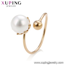15195 Wholesale graceful ladies jewelry simple design imitation pearl adjustable finger ring